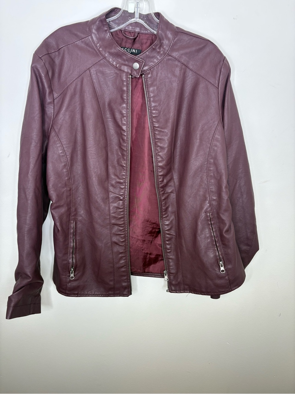 Baccini Plum Leather Zip-Front Jacket
